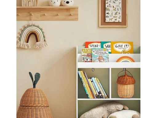 Sobuy Kinderspeelgoedopbergplank, Boekenplank, Opbergeenheid Voor Kinderkamer, Boekenkast Met 2 Planken En 3 Open Vakken, 60 X 36 X 89 Cm, Kmb90-Gr