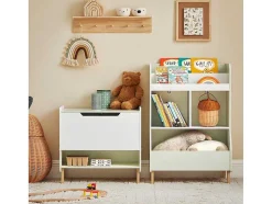Sobuy Kinderspeelgoedopbergplank, Boekenplank, Opbergeenheid Voor Kinderkamer, Boekenkast Met 2 Planken En 3 Open Vakken, 60 X 36 X 89 Cm, Kmb90-Gr