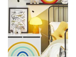 Sobuy Kmb70-W Speelgoedkist Voor Kinderen, Speelgoed Opbergdoos, Opbergkist Met Scharnierend Deksel, Regenboogdesign, Kinderboekenplank