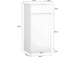 Sobuy Linnenkast, Wasmand, Badkameronderkast, Toiletkast, Opbergmeubel Met 1 Lade En 1 Uitneembare Wasmand, Wit, 40X39X86Cm, Bzr110-W