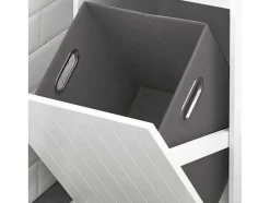 Sobuy Linnenkast, Wasmand, Badkameronderkast, Toiletkast, Opbergmeubel Met 1 Lade En 1 Uitneembare Wasmand, Wit, 40X39X86Cm, Bzr110-W