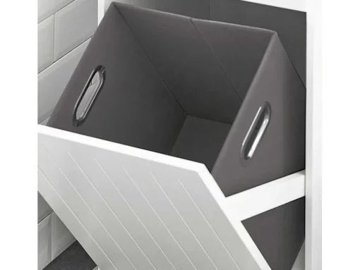 Sobuy Linnenkast, Wasmand, Badkameronderkast, Toiletkast, Opbergmeubel Met 1 Lade En 1 Uitneembare Wasmand, Wit, 40X39X86Cm, Bzr110-W