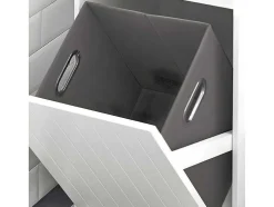 Sobuy Linnenkast, Wasmand, Badkameronderkast, Toiletkast, Opbergmeubel Met 1 Lade En 1 Uitneembare Wasmand, Wit, 40X39X86Cm, Bzr110-W