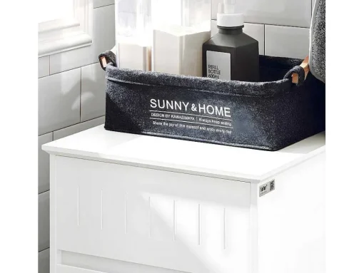Sobuy Linnenkast, Wasmand, Badkameronderkast, Toiletkast, Opbergmeubel Met 1 Lade En 1 Uitneembare Wasmand, Wit, 40X39X86Cm, Bzr110-W