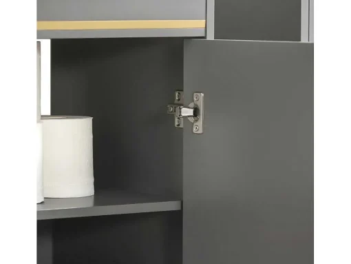 Sobuy Onderbouwkast, Onderbouwkast Met 2 Deuren En 2 Planken, Vrijstaand Badkamermeubel, Badkameropbergkast, Grijs, L75 X D35 X H65 Cm, Bzr129-Hg