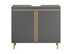 Sobuy Onderbouwkast, Onderbouwkast Met 2 Deuren En 2 Planken, Vrijstaand Badkamermeubel, Badkameropbergkast, Grijs, L75 X D35 X H65 Cm, Bzr129-Hg