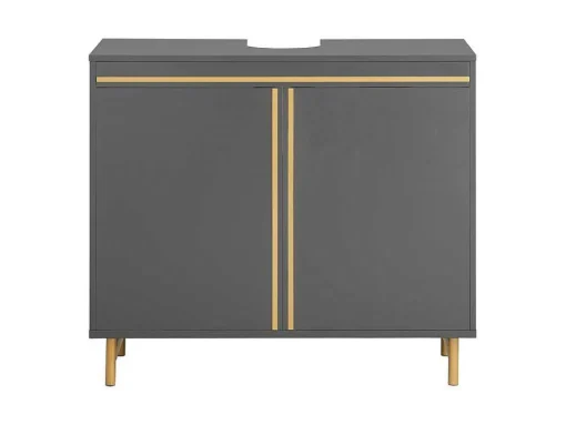 Sobuy Onderbouwkast, Onderbouwkast Met 2 Deuren En 2 Planken, Vrijstaand Badkamermeubel, Badkameropbergkast, Grijs, L75 X D35 X H65 Cm, Bzr129-Hg