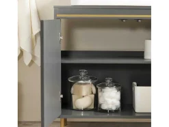 Sobuy Onderbouwkast, Onderbouwkast Met 2 Deuren En 2 Planken, Vrijstaand Badkamermeubel, Badkameropbergkast, Grijs, L75 X D35 X H65 Cm, Bzr129-Hg