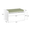 Sobuy Speelgoedkist Voor Kinderen, 2-In-1 Opbergdoos Met 1 Lade Op Wielen En Gevoerde Zitkussen, Wit, 60X34X35 Cm, Kmb80-W