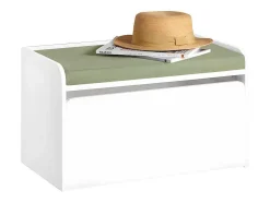 Sobuy Speelgoedkist Voor Kinderen, 2-In-1 Opbergdoos Met 1 Lade Op Wielen En Gevoerde Zitkussen, Wit, 60X34X35 Cm, Kmb80-W
