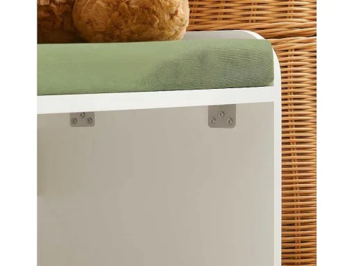 Sobuy Speelgoedkist Voor Kinderen, 2-In-1 Opbergdoos Met 1 Lade Op Wielen En Gevoerde Zitkussen, Wit, 60X34X35 Cm, Kmb80-W