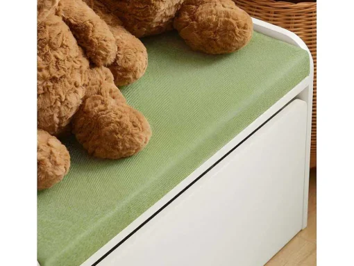 Sobuy Speelgoedkist Voor Kinderen, 2-In-1 Opbergdoos Met 1 Lade Op Wielen En Gevoerde Zitkussen, Wit, 60X34X35 Cm, Kmb80-W