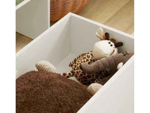 Sobuy Speelgoedkist Voor Kinderen, 2-In-1 Opbergdoos Met 1 Lade Op Wielen En Gevoerde Zitkussen, Wit, 60X34X35 Cm, Kmb80-W