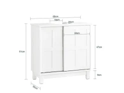 Sobuy Wastafelmeubel Badkamermeubel Wastafelopbergkast Met 2 Schuifdeuren Wit Lph 60 X 30 X 61 Cm Bzr142-W