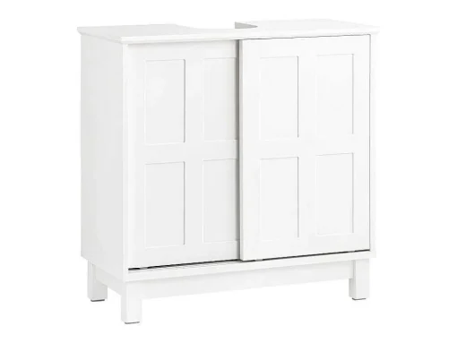 Sobuy Wastafelmeubel Badkamermeubel Wastafelopbergkast Met 2 Schuifdeuren Wit Lph 60 X 30 X 61 Cm Bzr142-W