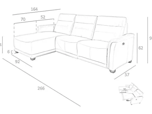Sofa Chaiselongue (L) Relax In Leer 6155 Angel Cerda