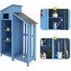Sparrenhouten Tuinhuis - Gereedschapsschuur Met 2 Geintegreerde Planken - H 173 Cm - Waterdicht Pvc Dak - Groen