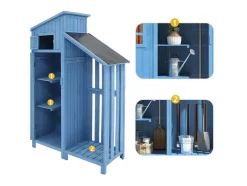 Sparrenhouten Tuinhuis - Gereedschapsschuur Met 2 Geintegreerde Planken - H 173 Cm - Waterdicht Pvc Dak - Groen