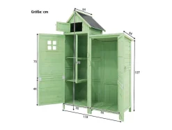 Sparrenhouten Tuinhuis - Gereedschapsschuur Met 2 Geintegreerde Planken - H 173 Cm - Waterdicht Pvc Dak - Groen