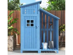 Sparrenhouten Tuinhuis - Gereedschapsschuur Met 2 Geintegreerde Planken - H 173 Cm - Waterdicht Pvc Dak - Groen