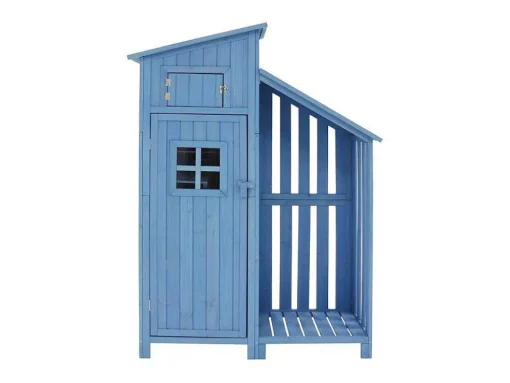 Sparrenhouten Tuinhuis - Gereedschapsschuur Met 2 Geintegreerde Planken - H 173 Cm - Waterdicht Pvc Dak - Groen