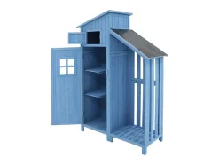 Sparrenhouten Tuinhuis - Gereedschapsschuur Met 2 Geintegreerde Planken - H 173 Cm - Waterdicht Pvc Dak - Groen