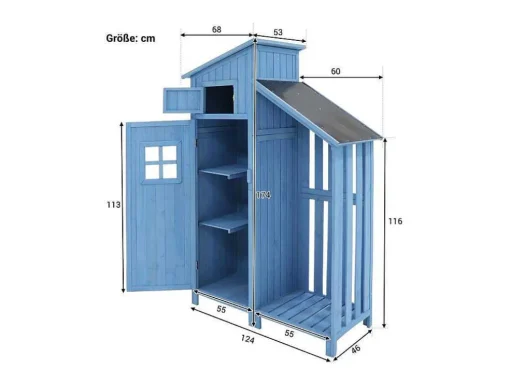 Sparrenhouten Tuinhuis - Gereedschapsschuur Met 2 Geintegreerde Planken - H 173 Cm - Waterdicht Pvc Dak - Groen