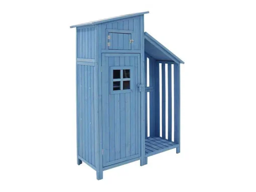 Sparrenhouten Tuinhuis - Gereedschapsschuur Met 2 Geintegreerde Planken - H 173 Cm - Waterdicht Pvc Dak - Groen