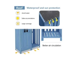 Sparrenhouten Tuinhuis - Gereedschapsschuur Met 2 Geintegreerde Planken - H 173 Cm - Waterdicht Pvc Dak - Groen