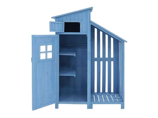 Sparrenhouten Tuinhuis - Gereedschapsschuur Met 2 Geintegreerde Planken - H 173 Cm - Waterdicht Pvc Dak - Groen
