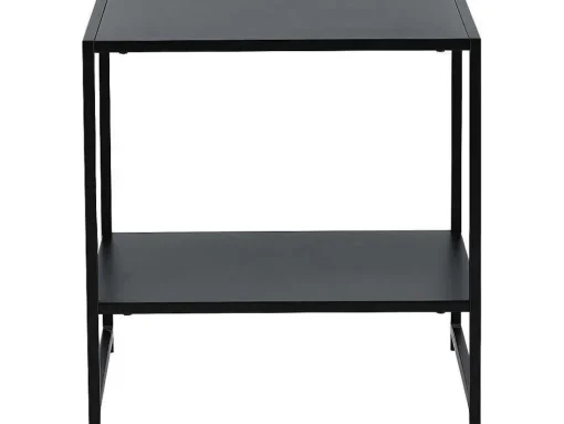Staal Bijzettafel Met Plank 51X51 Cm Zwart.
