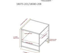 Staal Bijzettafel Met Plank 51X51 Cm Zwart.