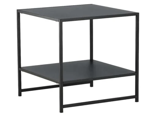 Staal Bijzettafel Met Plank 51X51 Cm Zwart.