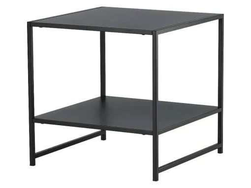 Staal Bijzettafel Met Plank 51X51 Cm Zwart.
