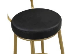 Staande Eettafel - 1 Tafel En 2 Krukken - Rechthoekige Tafel - Zwart & Goud