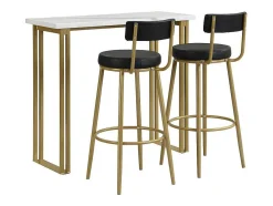 Staande Eettafel - 1 Tafel En 2 Krukken - Rechthoekige Tafel - Zwart & Goud