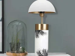 Staande Lamp Champignon Art-Decostijl Agaric - Ijzer - H54Cm - Wit, Goudkleurig En Zwart