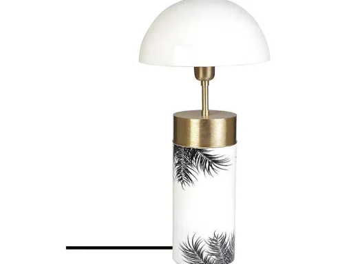 Staande Lamp Champignon Art-Decostijl Agaric - Ijzer - H54Cm - Wit, Goudkleurig En Zwart