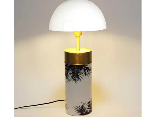 Staande Lamp Champignon Art-Decostijl Agaric - Ijzer - H54Cm - Wit, Goudkleurig En Zwart