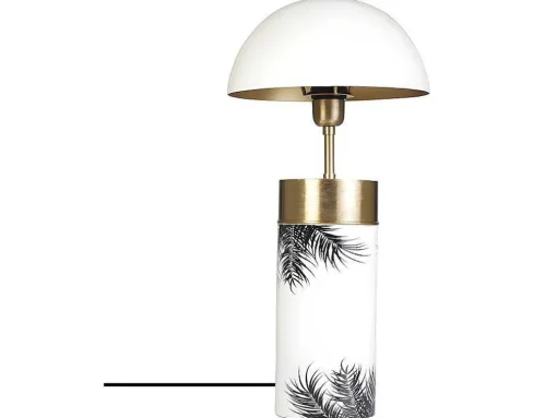 Staande Lamp Champignon Art-Decostijl Agaric - Ijzer - H54Cm - Wit, Goudkleurig En Zwart