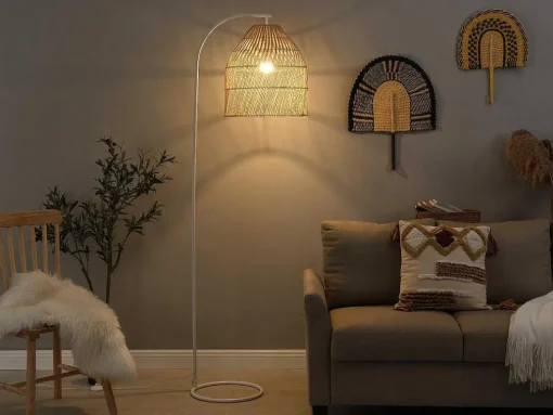 Staande Lamp Etnische Stijl Van Ijzer En Rotan - H 177 Cm - Parnaiba