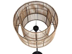 Staande Lamp Etnische Stijl Van Bamboe En Zwart Metaal - D 40 Cm X H 157,5 Cm - Parana