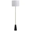 Staande Lamp In Vintage-Stijl - Marmeren Voet En Witte Stoffen Kap - D40 X H160 Cm - Merple