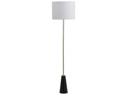 Staande Lamp In Vintage-Stijl - Marmeren Voet En Witte Stoffen Kap - D40 X H160 Cm - Merple