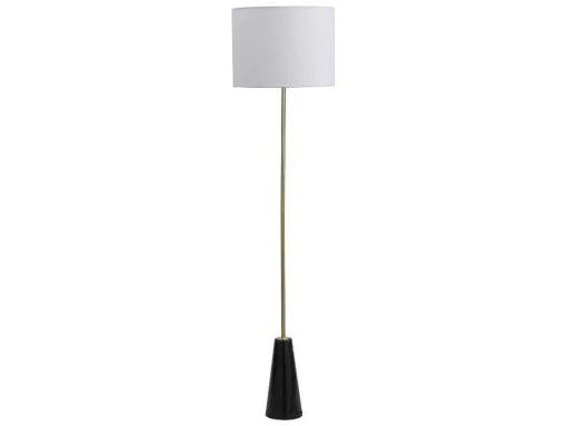 Staande Lamp In Vintage-Stijl - Marmeren Voet En Witte Stoffen Kap - D40 X H160 Cm - Merple