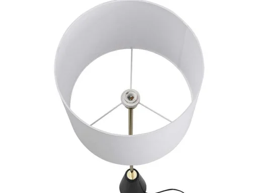 Staande Lamp In Vintage-Stijl - Marmeren Voet En Witte Stoffen Kap - D40 X H160 Cm - Merple