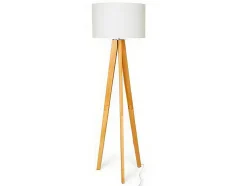 Staande Lamp Lorens - Hout En Linnen - 45 X 45 X 153 Cm - Wit