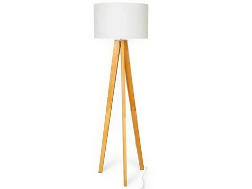 Staande Lamp Lorens - Hout En Linnen - 45 X 45 X 153 Cm - Wit