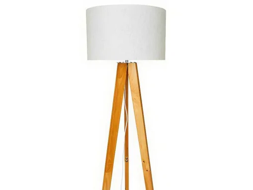 Staande Lamp Lorens - Hout En Linnen - 45 X 45 X 153 Cm - Wit