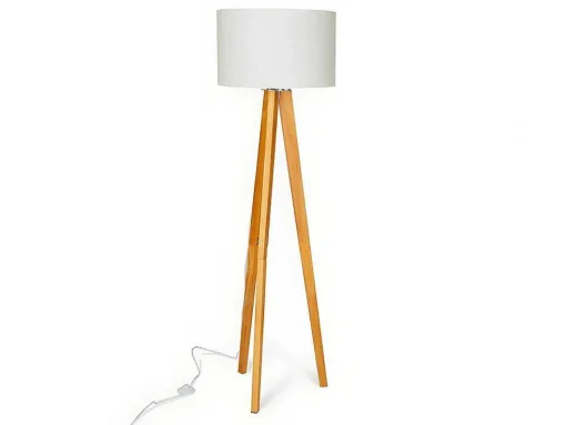 Staande Lamp Lorens - Hout En Linnen - 45 X 45 X 153 Cm - Wit